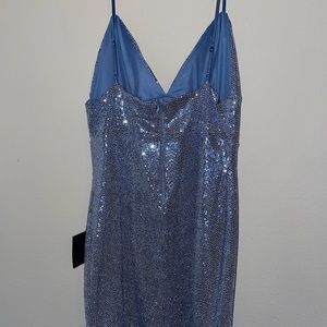 Lulu's blue/silver mini sequined dress NWT